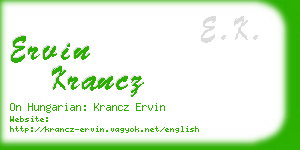 ervin krancz business card